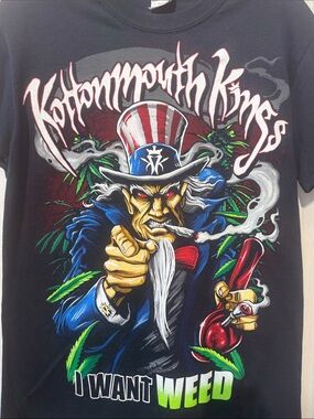 Kottonmouth Kings Black Graphic Short Sleeve Tee - I Want Weed Uncle Sam Design